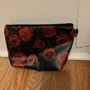Red floral makeup bag